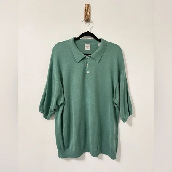 Latitude Northern Isles Silk Cotton Blend Green Polo shirt Sz L - Picture 1 of 4